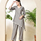Myshka Women's Grey colour Co-ord set with Lace - Swadesiicart