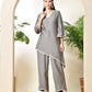 Myshka Women's Grey colour Co-ord set with Lace - Swadesiicart