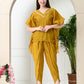 Myshka Women's Yellow colour Co-ord set with Lace - Swadesiicart
