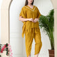 Myshka Women's Yellow colour Co-ord set with Lace - Swadesiicart