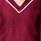 Myshka Women's Wine colour Co-ord set with Lace - Swadesiicart