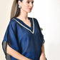 Myshka Women's Navy Blue colour Co-ord set with Lace - Swadesiicart