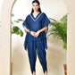 Myshka Women's Navy Blue colour Co-ord set with Lace - Swadesiicart