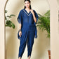 Myshka Women's Navy Blue colour Co-ord set with Lace - Swadesiicart