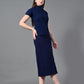 Myshka Women's Navy Blue colour Co-ord set - Swadesiicart