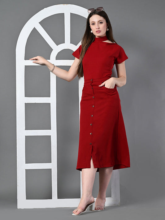 Myshka Women's Maroon colour Co-ord set - Swadesiicart