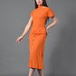 Myshka Women's Orange colour Co-ord set - Swadesiicart