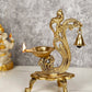 CraftVatika Gold-Toned Brass Handmade Decorative Peacock Design Diya with Bell & Stand | Swadesiicart