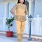 Vaasva Women's Cream Henna Linen Digital Printed Cord Set - Swadesiicart