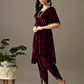 Myshka Women's Magenta Velvet Kurta Pant - Swadesiicart