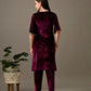 Myshka Women's Magenta Velvet Kurta Pant - Swadesiicart