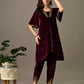 Myshka Women's Magenta Velvet Kurta Pant - Swadesiicart