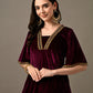 Myshka Women's Magenta Velvet Kurta Pant - Swadesiicart