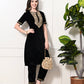 Myshka Women's Black Velvet Kurta Pant - Swadesiicart