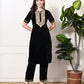 Myshka Women's Black Velvet Kurta Pant - Swadesiicart
