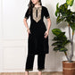 Myshka Women's Black Velvet Kurta Pant - Swadesiicart