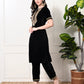 Myshka Women's Black Velvet Kurta Pant - Swadesiicart