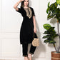 Myshka Women's Black Velvet Kurta Pant - Swadesiicart