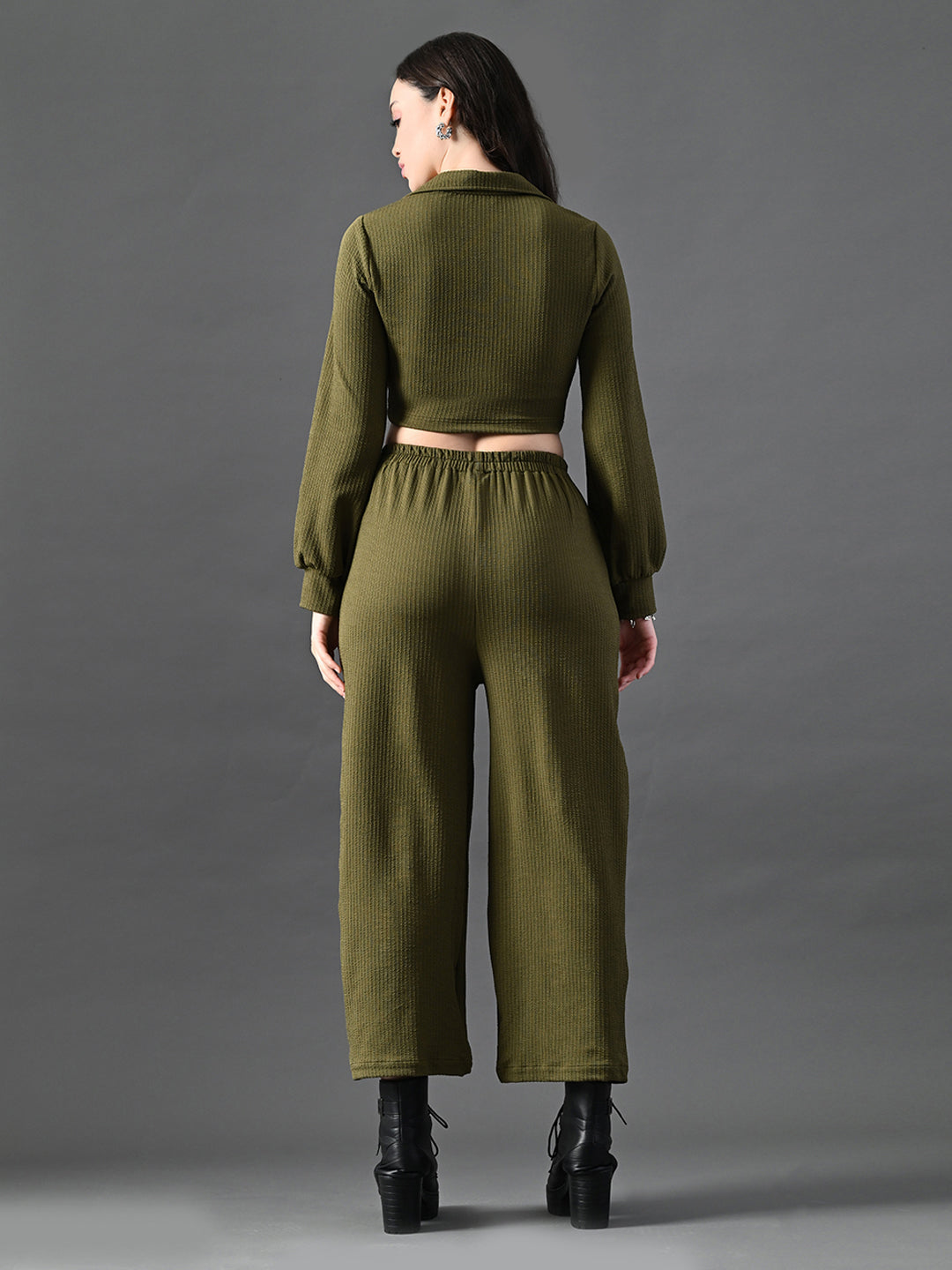 Myshka Women's Olive Green Co-Ord Set - Swadesiicart