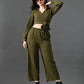 Myshka Women's Olive Green Co-Ord Set - Swadesiicart