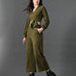 Myshka Women's Olive Green Co-Ord Set - Swadesiicart