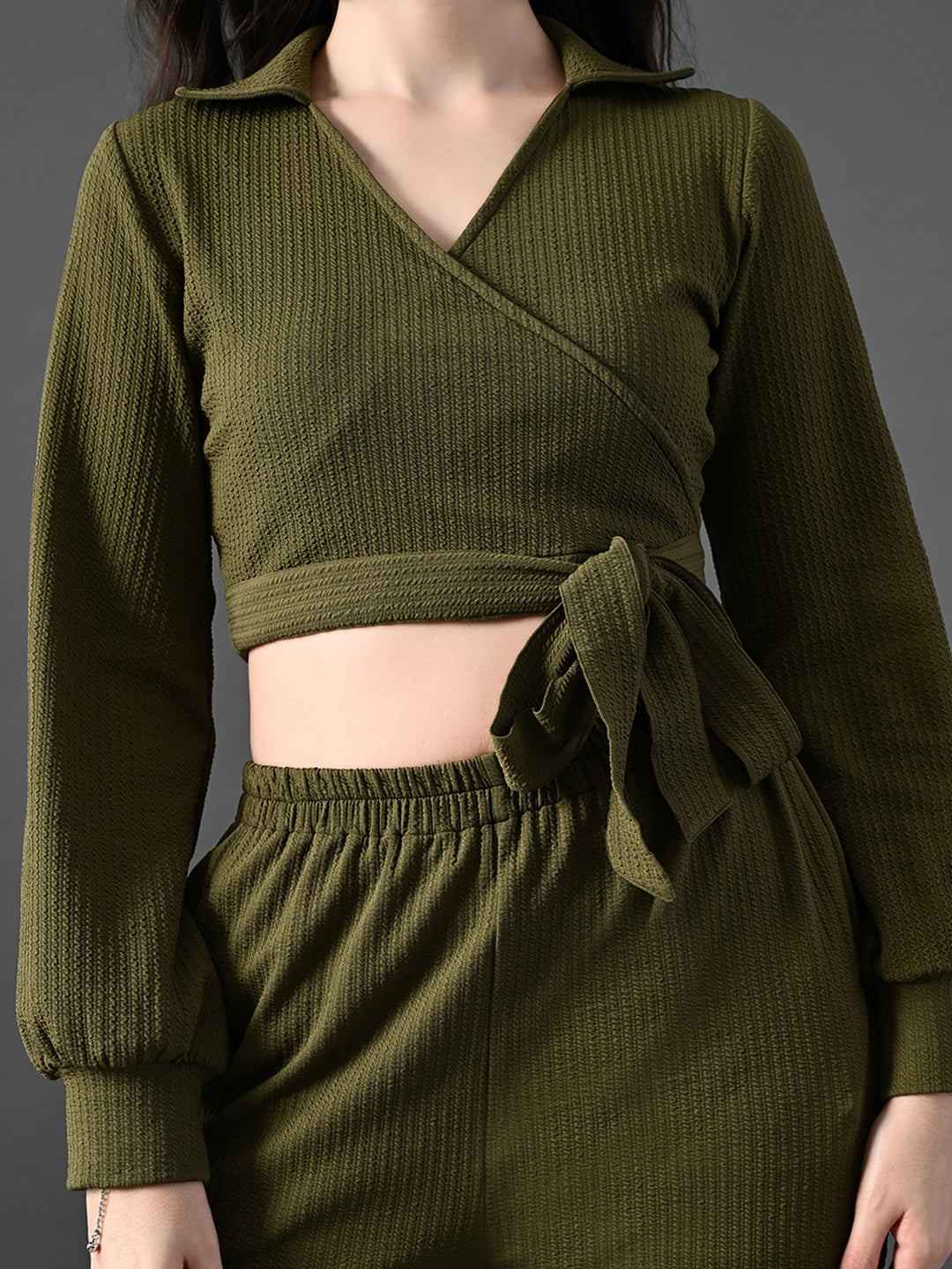 Myshka Women's Olive Green Co-Ord Set - Swadesiicart