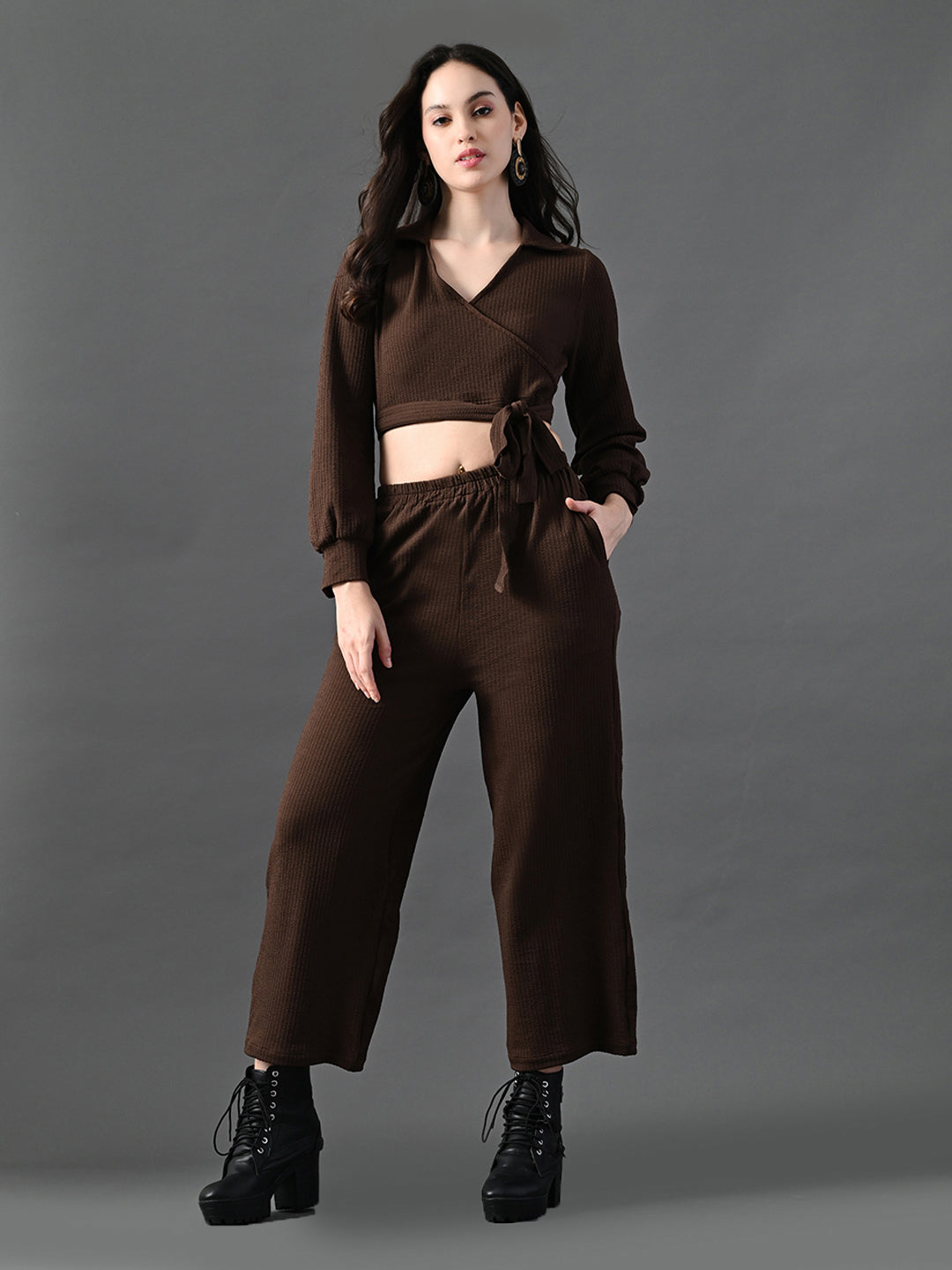 Myshka Women's Coffe Co-Ord Set - Swadesiicart