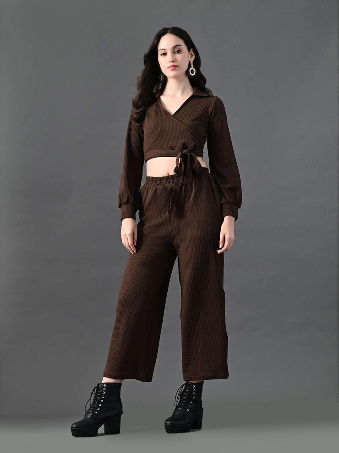 Myshka Women's Coffe Co-Ord Set - Swadesiicart