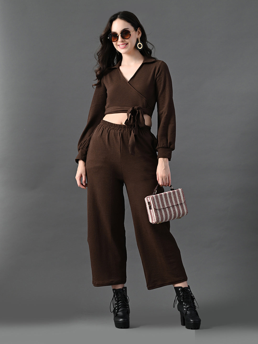 Myshka Women's Coffe Co-Ord Set - Swadesiicart