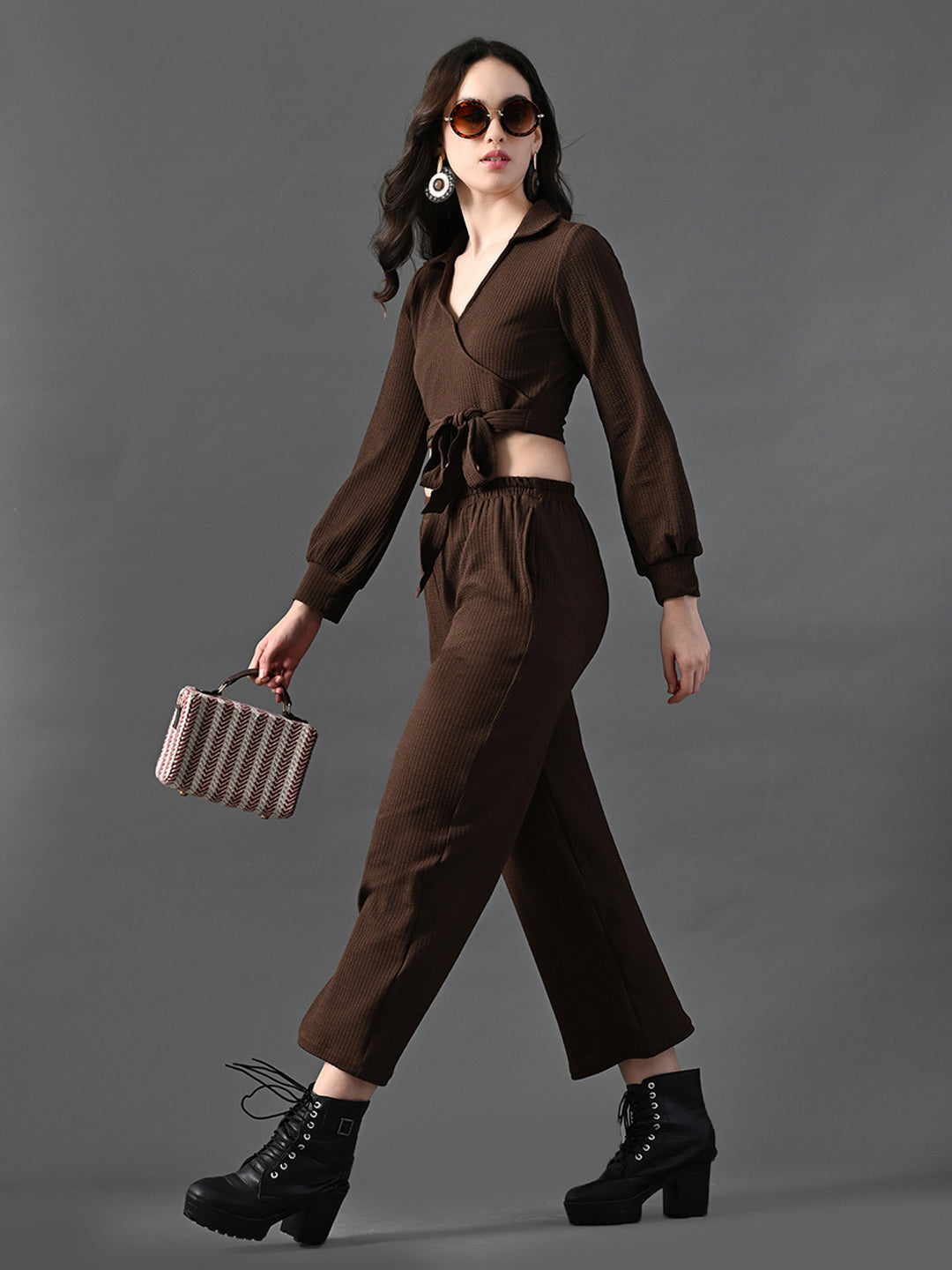 Myshka Women's Coffe Co-Ord Set - Swadesiicart