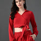 Myshka Women's Red Co-Ord Set - Swadesiicart