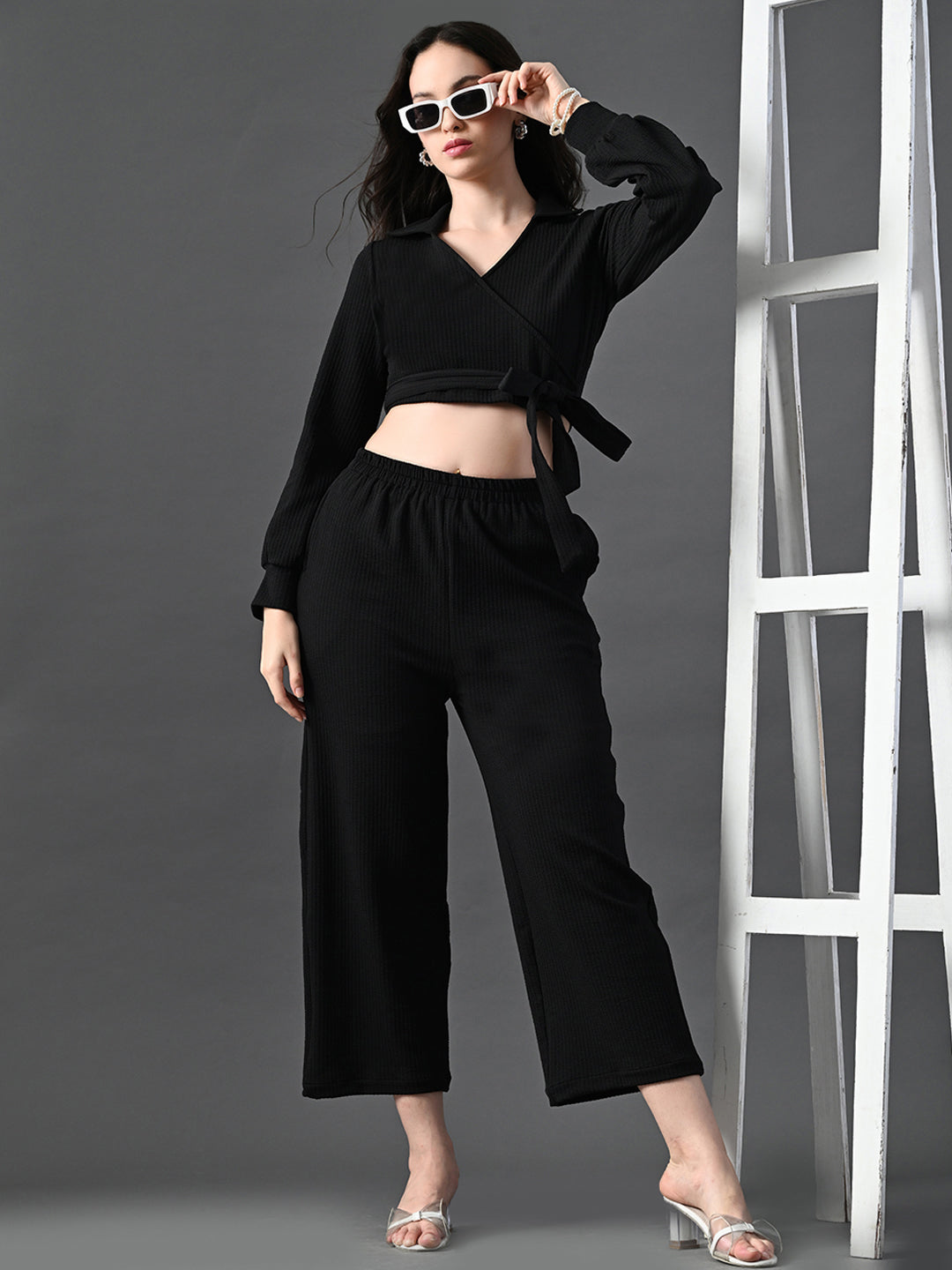 Myshka Women's Black Co-Ord Set - Swadesiicart