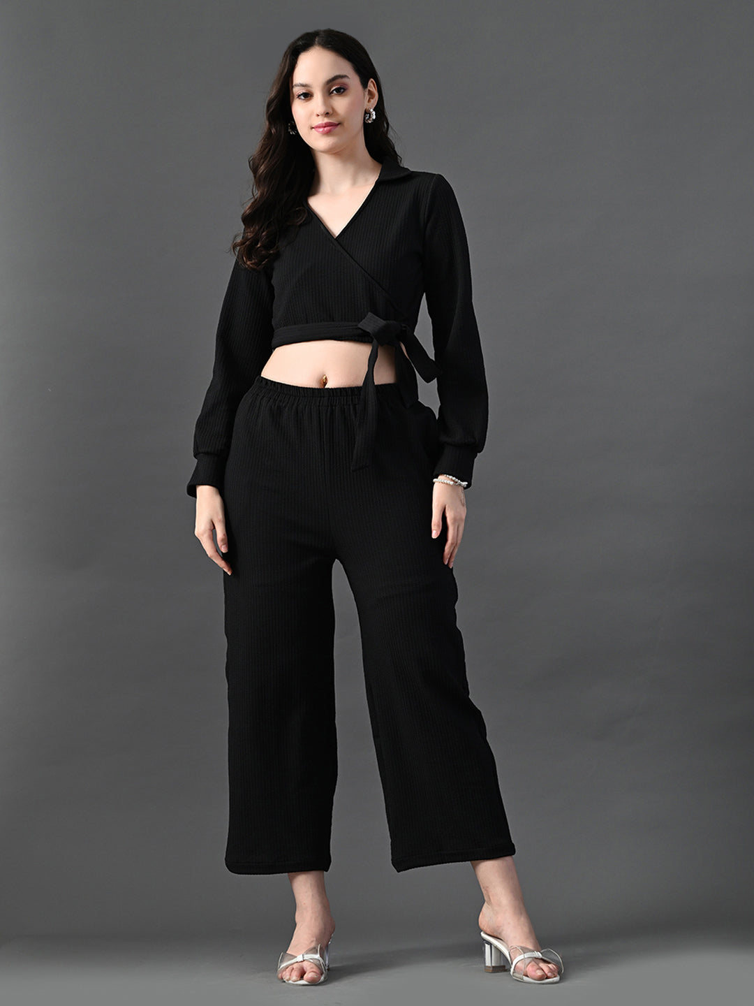 Myshka Women's Black Co-Ord Set - Swadesiicart
