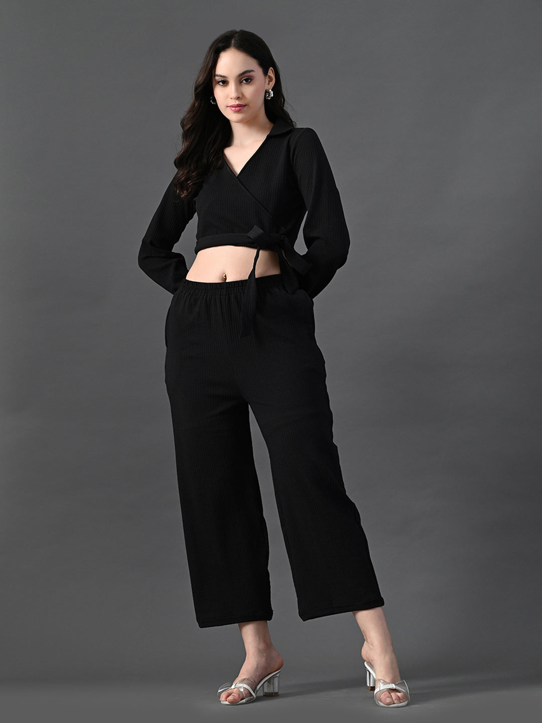 Myshka Women's Black Co-Ord Set - Swadesiicart
