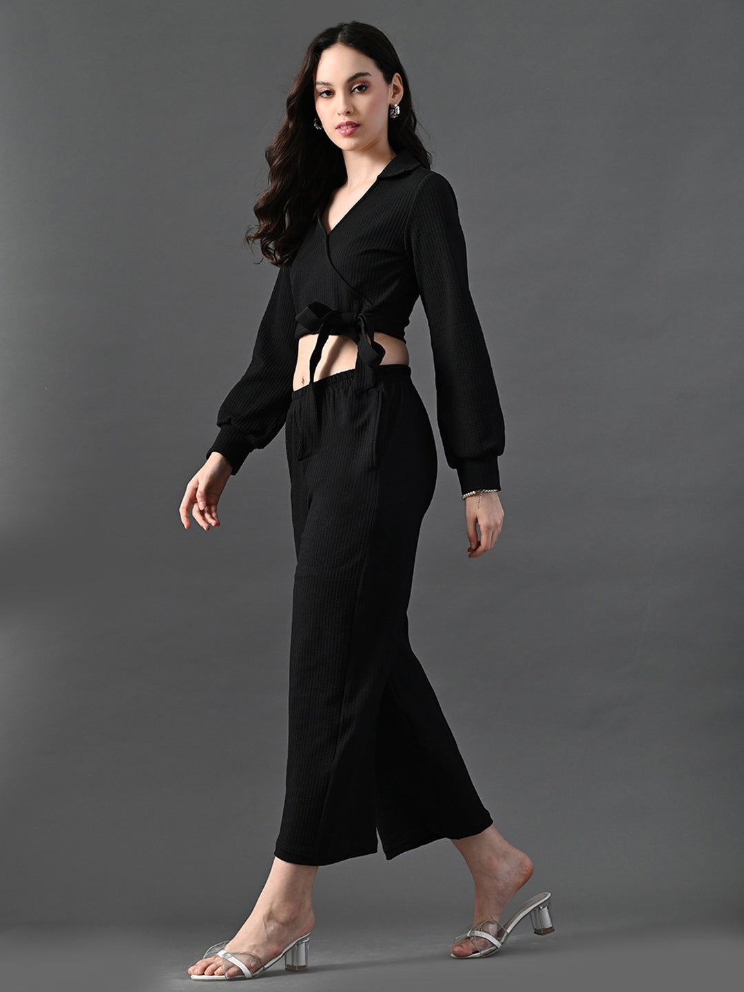 Myshka Women's Black Co-Ord Set - Swadesiicart