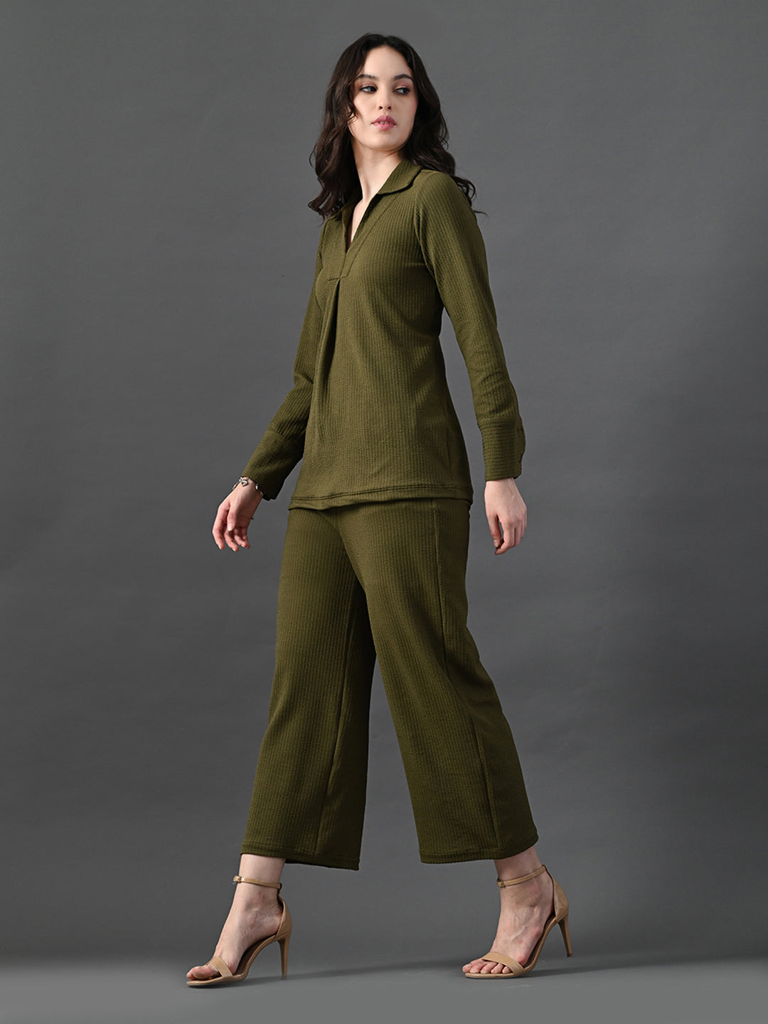 Myshka Women's Olive Everyday Lounge Set - Swadesiicart