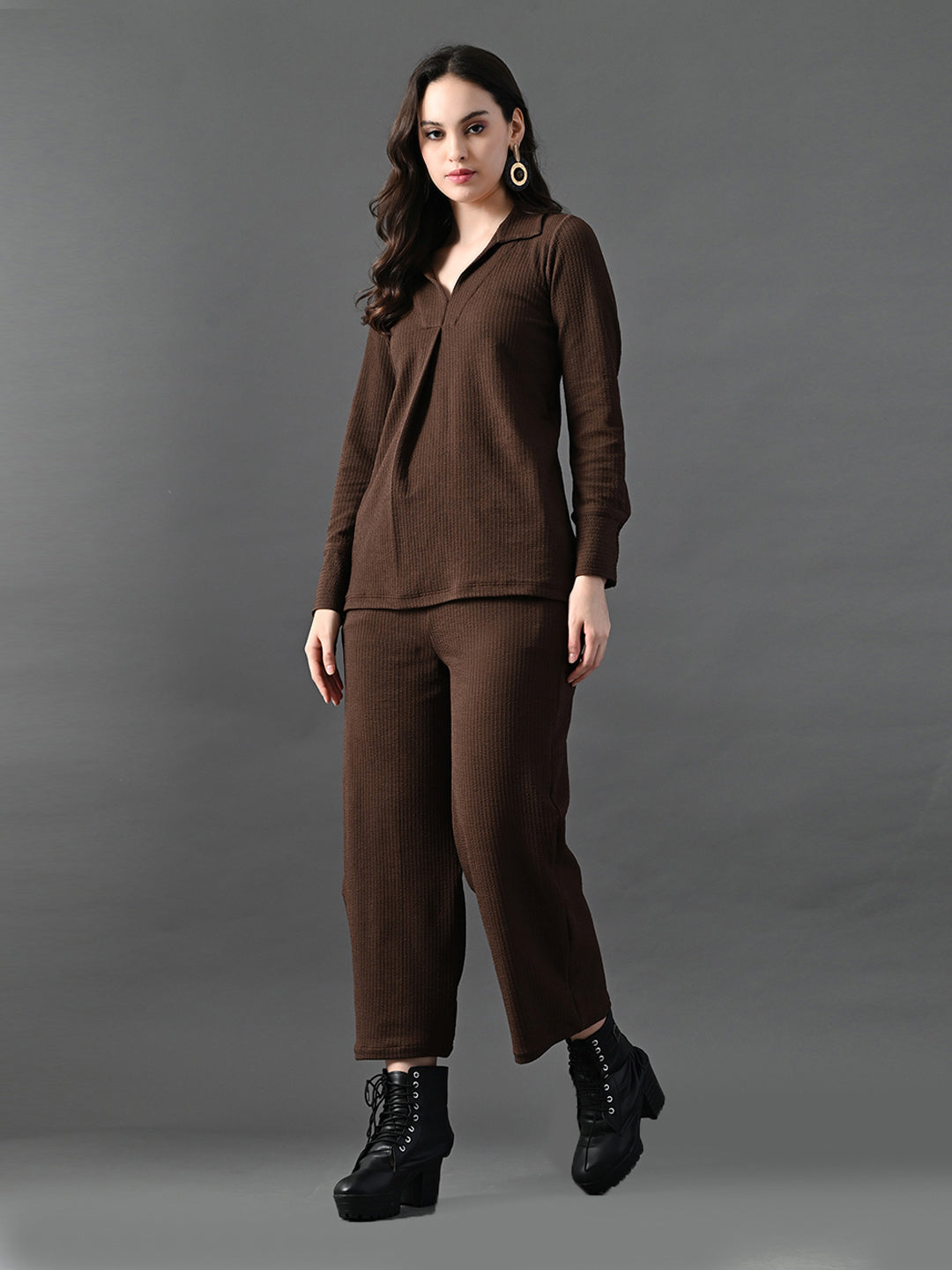 Myshka Women's Coffe Everyday Lounge Set - Swadesiicart