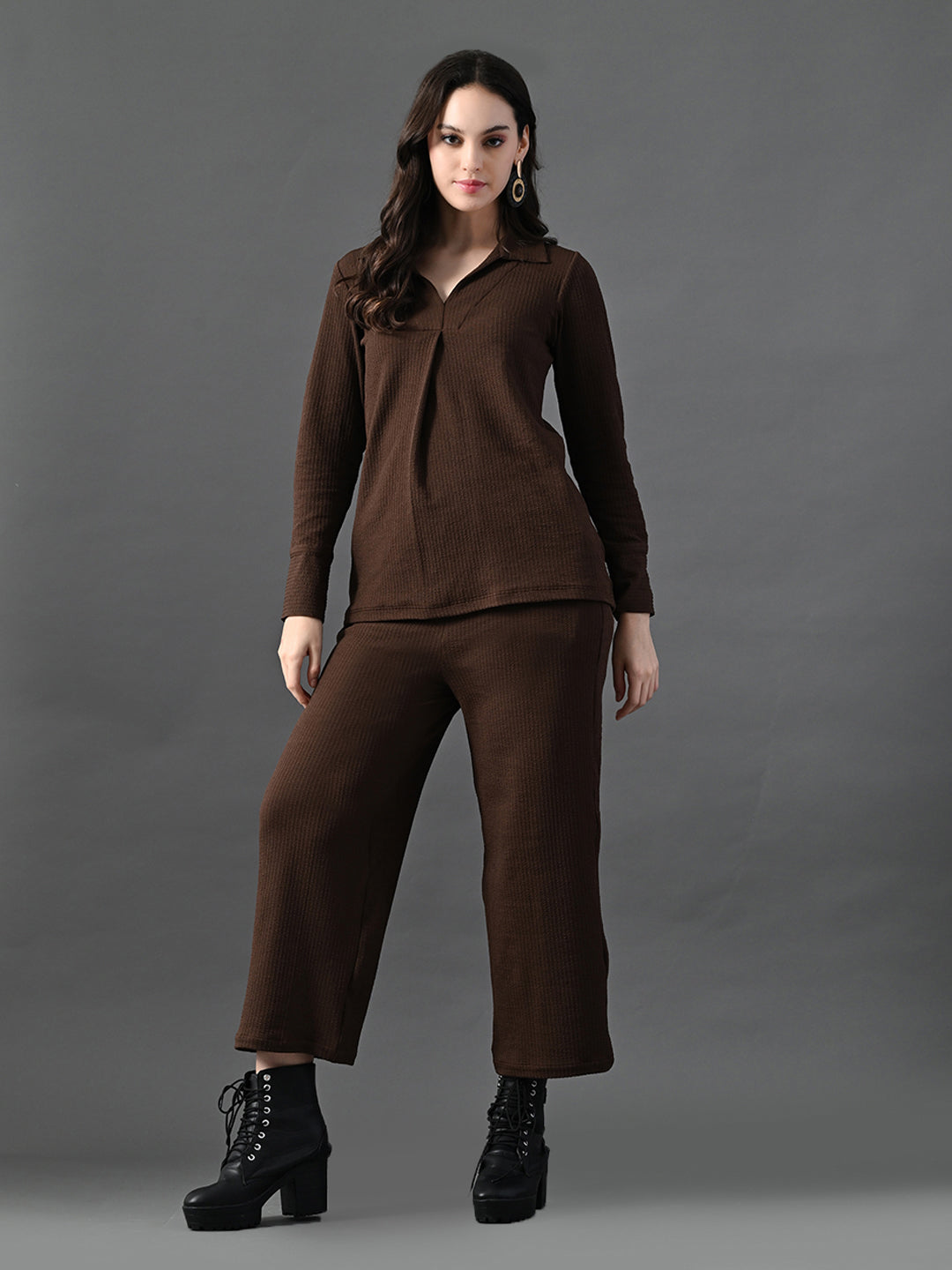 Myshka Women's Coffe Everyday Lounge Set - Swadesiicart