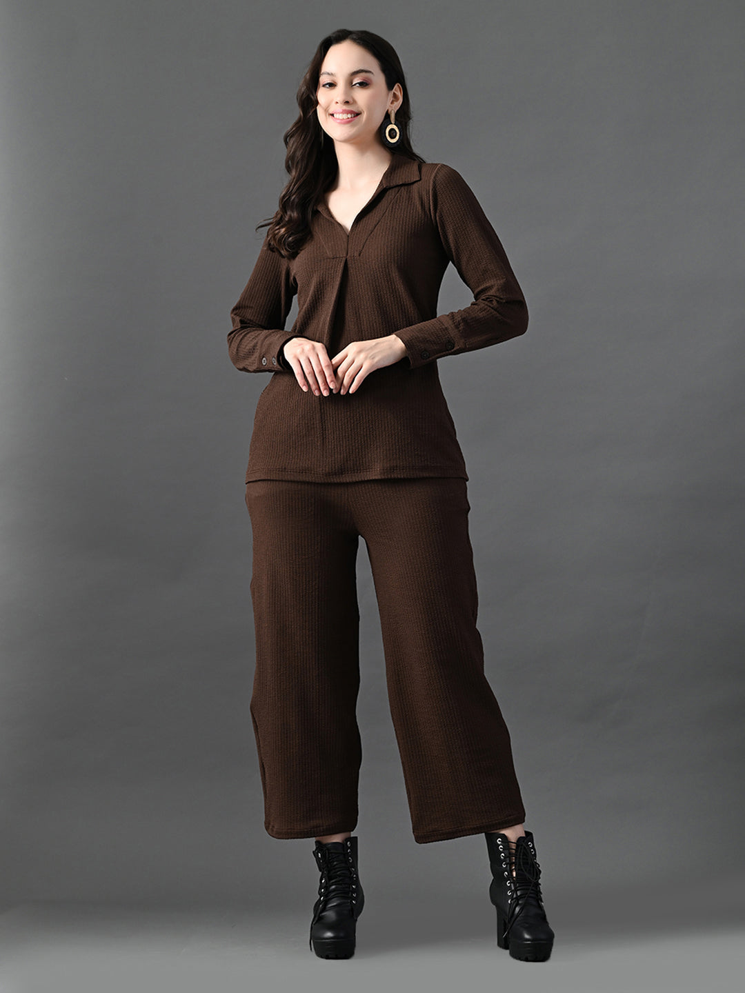 Myshka Women's Coffe Everyday Lounge Set - Swadesiicart