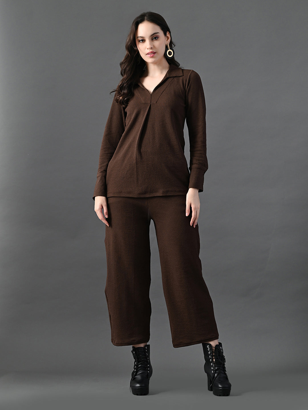 Myshka Women's Coffe Everyday Lounge Set - Swadesiicart