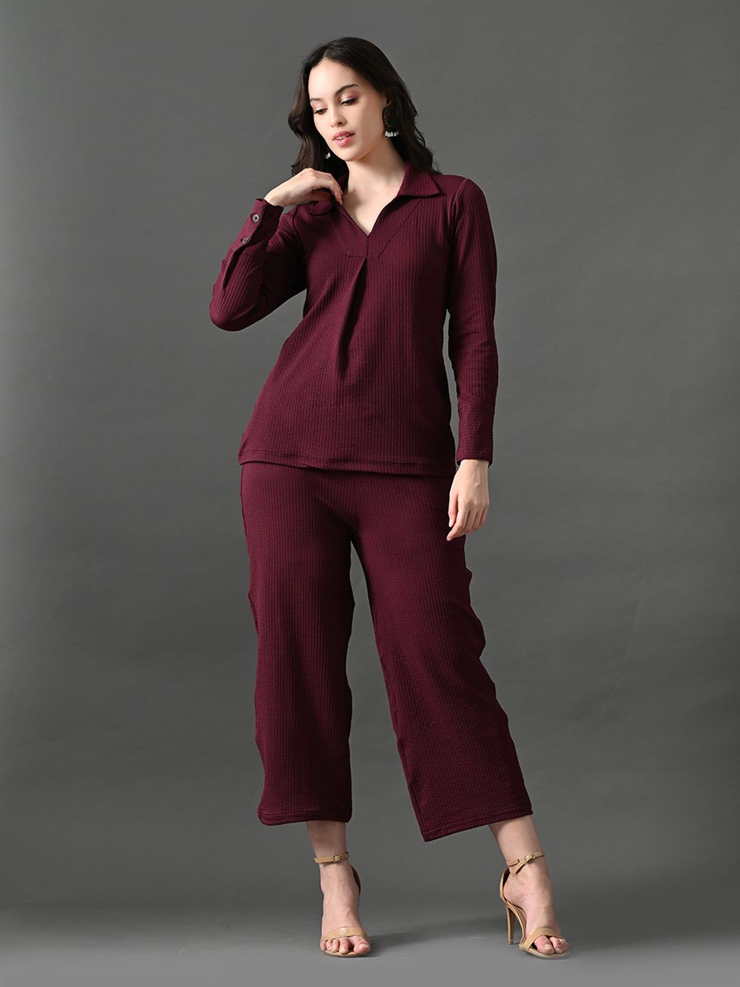 Myshka Women's Wine Everyday Lounge Set - Swadesiicart