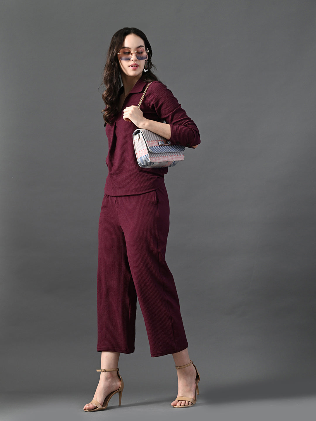 Myshka Women's Wine Everyday Lounge Set - Swadesiicart