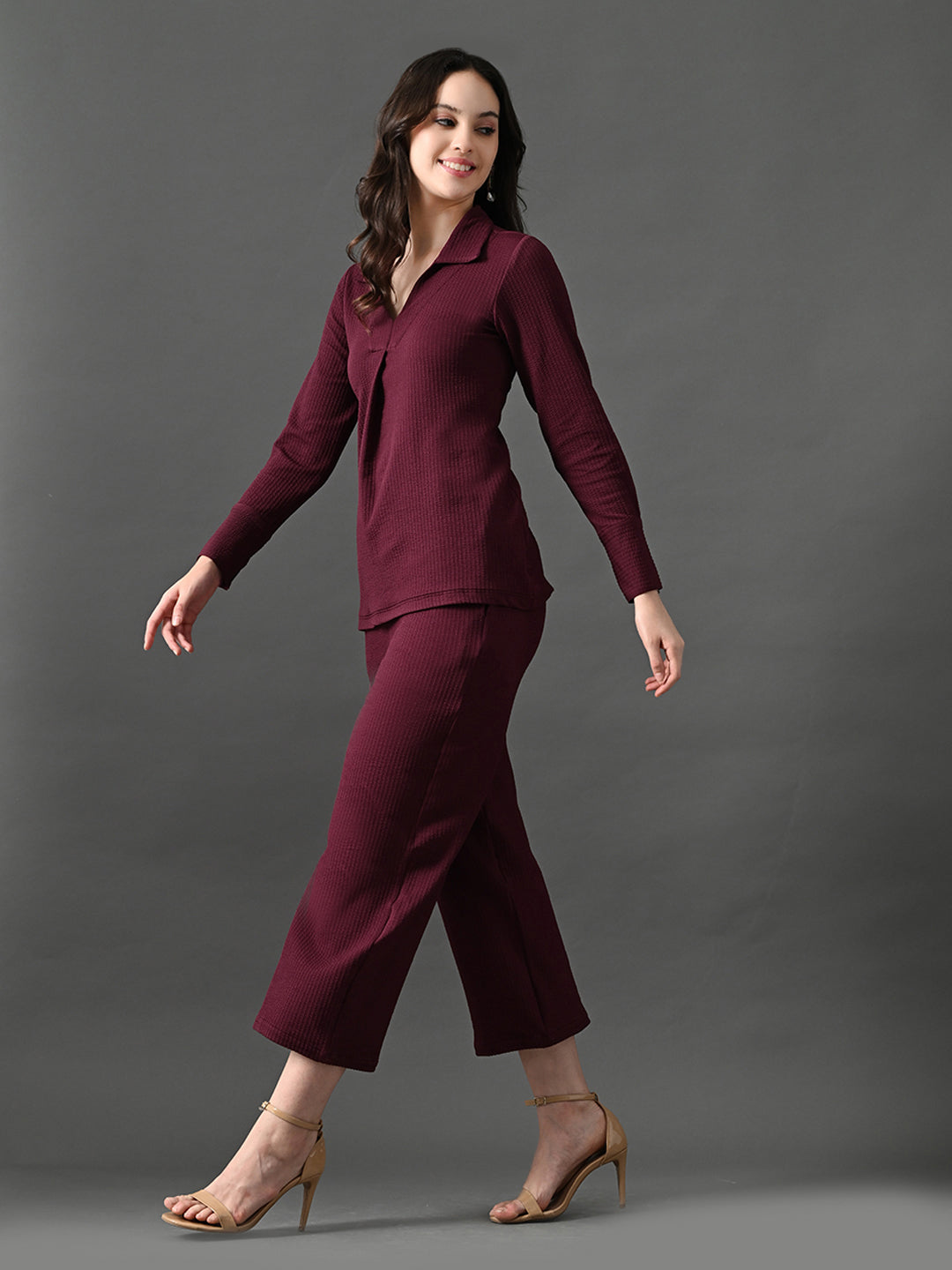Myshka Women's Wine Everyday Lounge Set - Swadesiicart