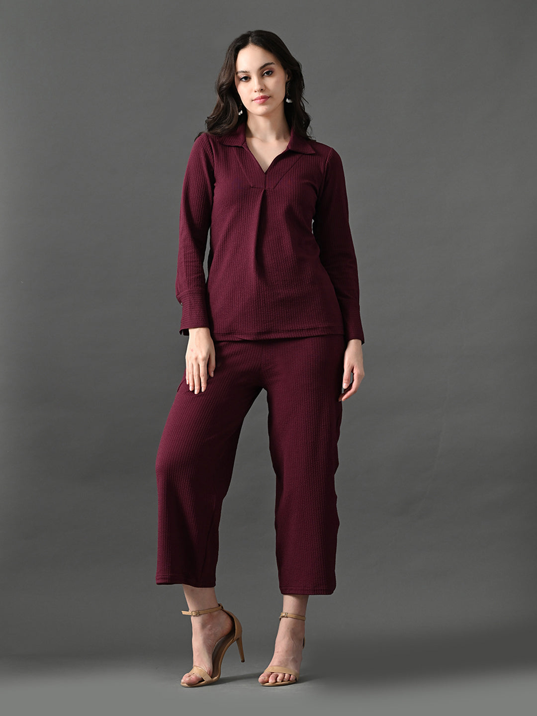 Myshka Women's Wine Everyday Lounge Set - Swadesiicart