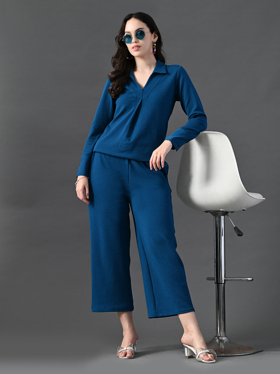 Myshka Women's Blue Everyday Lounge Set - Swadesiicart