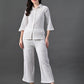 Myshka Women's White Pleated Co-Ord Set - Swadesiicart