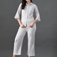 Myshka Women's White Pleated Co-Ord Set - Swadesiicart