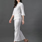 Myshka Women's White Pleated Co-Ord Set - Swadesiicart