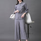 Myshka Women's Grey Pleated Co-Ord Set - Swadesiicart