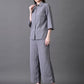 Myshka Women's Grey Pleated Co-Ord Set - Swadesiicart